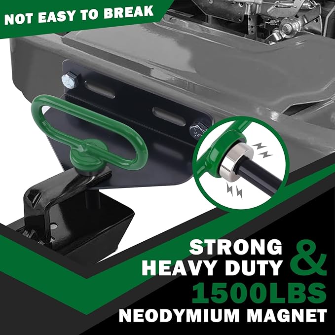 Magnetic Hitch Pin, Heavy Duty Strong Neodymium Magnet Lawn Mower Trailer Gate Pins 1/2 Inch for Mowers, Lawn Tractors, Towing - Simple One Handed Hook On & Off(Green)