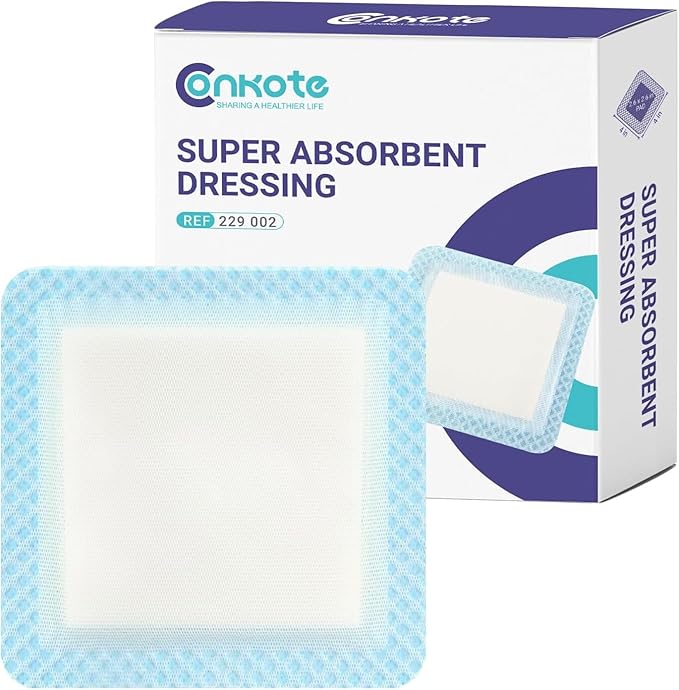 Conkote Super Absorbent Wound Dressings, 4"x4" Sterile Non-Adhesive Absorbent Bandages, Wound Pads for Heavy Exudating Wounds, Ulcer, Surgical Dressing, l - ll Degree Burns, 5 Pack