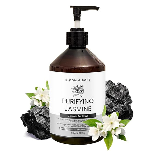 Bloom & Bōde Luxury Liquid Hand Soap - Natural Scented Hand Wash - Gentle Hand Soap with Essential Oils And Activated Charcoal - Moisturizing Hand Soap, Purifying Jasmine Scent, 16.9oz