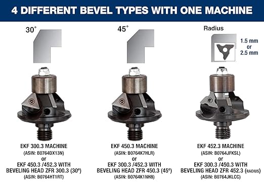 CS Unitec | EKF 300.3 | Portable Hand-Held Beveling and Chamfering Machine for Metal. 30 Degree Weld Seams and Chamfer from 0-1/4", 13.5 Amp, 110V - Made in Germany