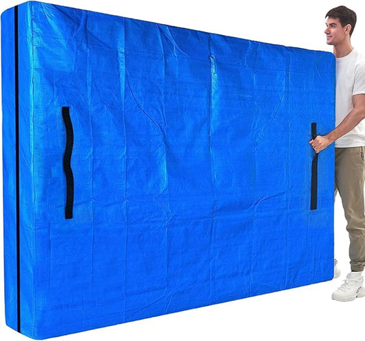Mattress Bags for Moving, BETU Mattress Protector Waterproof Mattress Cover Full XL Size Storage Bags with 8 Heavy-Duty Handles and Zipper for Bed Extra Thick Large(2 Pack, 82"x57"x15" Blue)