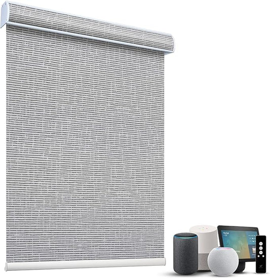 SmartWings Motorized Light Filtering Shades, 70% Blackout, Custom Size, Rechargeable Battery, Works with Matter/Apple HomeKit, Alexa, Thread/Zigbee, Remote Optional, 70% Safari Rock Grey