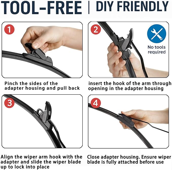Windshield Wiper Blades for 2022 2023 2024 Hyundai Tucson (US Built 26'' 16'' 11'') - Complete Set Front & Rear Premium All-Season Wipers