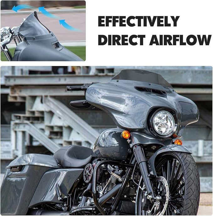 9" Windshield Windscreen for 2014-2024 Harley Davidson Touring Street Glide Electra Glide/Ultra Limited/Tri Glide FLHT FLHX FLHXS FLHTK, Smoke