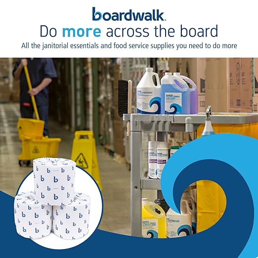 Boardwalk 2-Ply Bulk Toilet Paper Rolls for Professional and Commercial Use | 125 Feet Septic Safe Single Roll Toilet Paper Rolls | 500 White 4.5" x 3" Sheets per Roll | 96 Count per Box