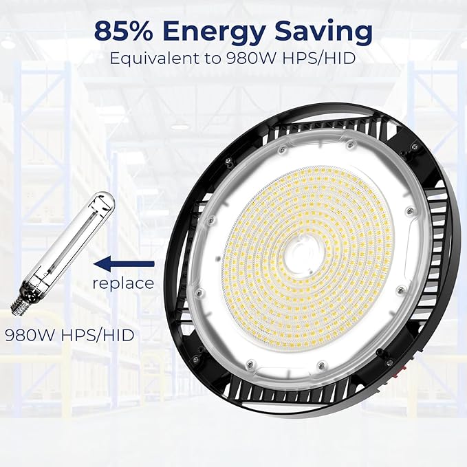 CINOTON 210W UFO LED High Bay Light, Aluminum LED Shop Lights with 31500LM, 5000K Commercial Bay Lighting for Warehouse Garage Workshop Factory, 6' Cable & Safety Rope, ETL Listed 4 Pack