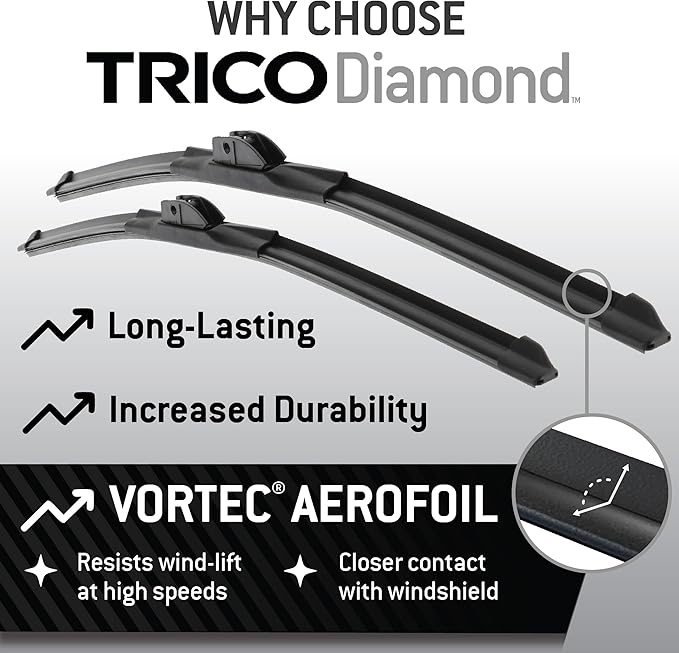 TRICO Diamond 22" + 22" Premium Automotive Replacement Windshield Wiper Blades (Set of 2), Passenger and Driver Side All-Weather Beam Wiper Blades for Select Vehicle Models