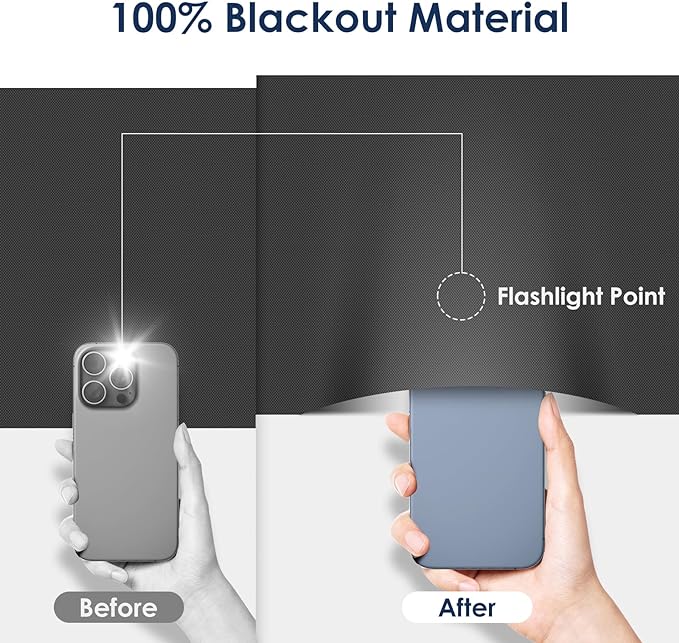 Blackout Curtains for Bedroom, 120"x 57" Temporary Blackout Shades for Windows, Portable Black Out Blinds Screen with 20 Loop & Hook, 100% Black Out Window Cover Film for Baby Nursery Travel RV-Blacks