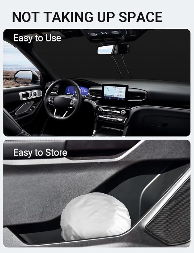 Proadsy Windshield Sun Shade for Ford Explorer 2020-2024 2025 4-Layer Foldable Front Sunshade Protector Sun Visor Blocks UV Rays Keep Car Cooler