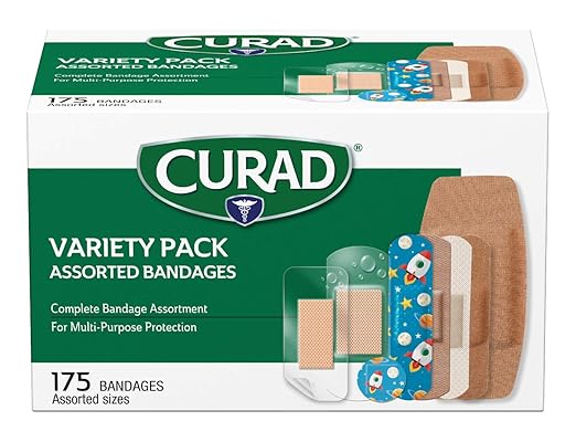 Curad Family Bandage Variety Pack, 4 Styles Included Waterproof, Galaxy, Flex-Fabric, Heavy Duty, 175 Bandages