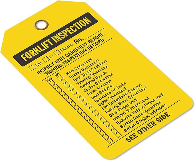 SmartSign Forklift Inspection Record Two-Sided Tags - Pack of 10 | 5.875" x 3.375" Tear Proof Plastic Vinyl, 15 mil, Made in USA
