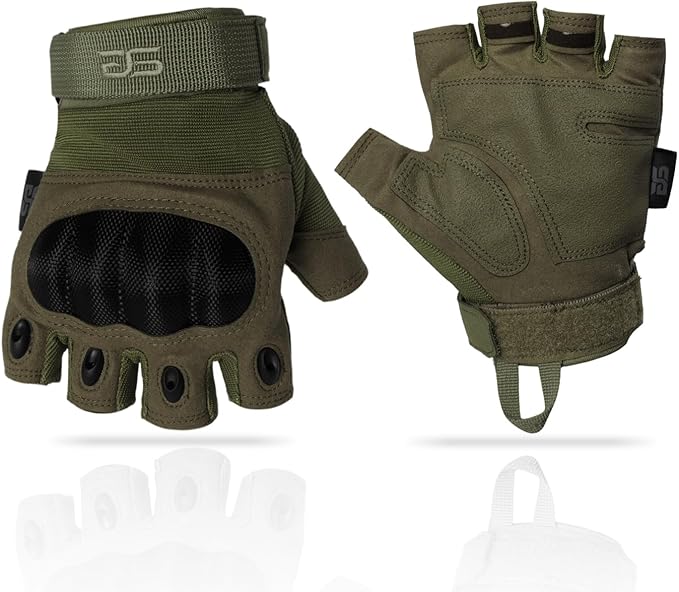Glove Station- Fingerless Knuckle Tactical Gloves for Men - Motorcycle Gloves for Tactical Shooting, Airsoft, Hunting, Police Work and Hiking