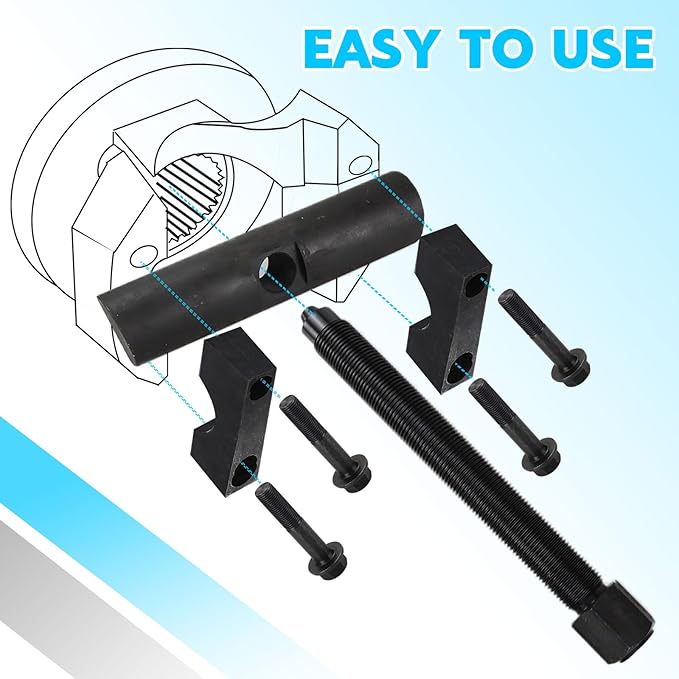 60050 Heavy-Duty Yoke Puller Kit Works for Class 6-8 Trucks and Equipment,Semi Truck Yoke Remover Tool Kit with 12 pcs Flange Bolt