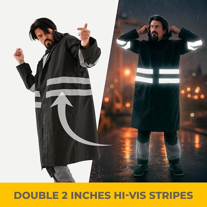 Safety Raincoat ALBATROSS PLUS Long Hooded Waterproof Emergency Rain Jacket Poncho for Men Women Adults