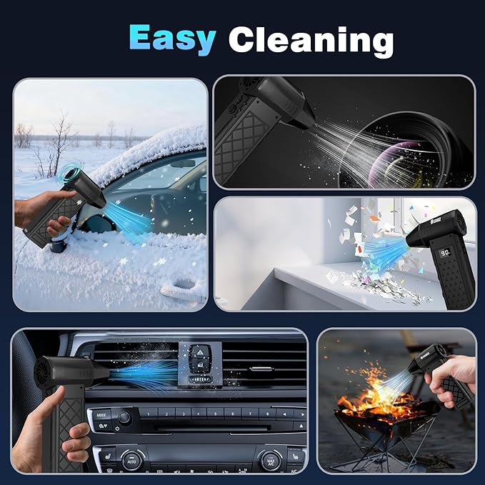 Compressed Air Duster,130000RPM Electric Air Duster with LED Auxiliary Light & 3-Mode Flashlight,4 Gears diamond Design Mini Blower with Display,Hand Held Jet fan for Keyboard,Car,Snow,Barbecue