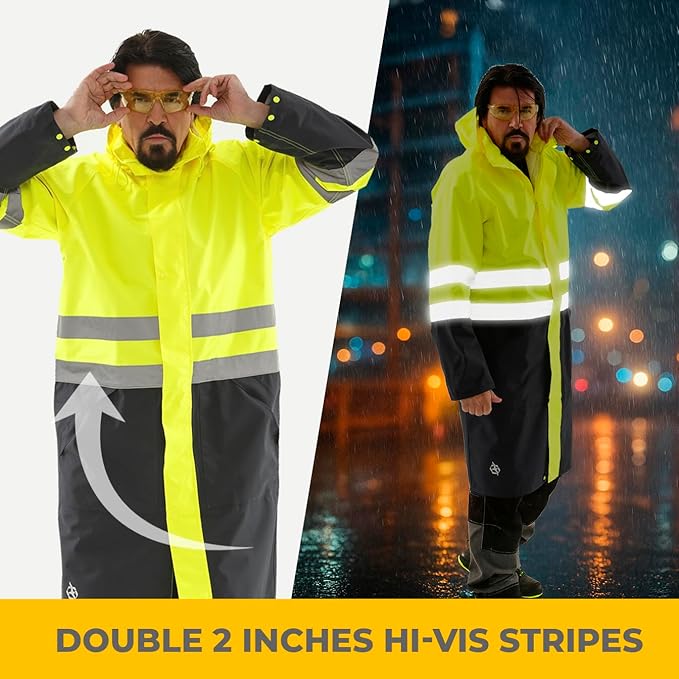 Safety Raincoat ALBATROSS PLUS Long Hooded Waterproof Emergency Rain Jacket Poncho for Men Women Adults