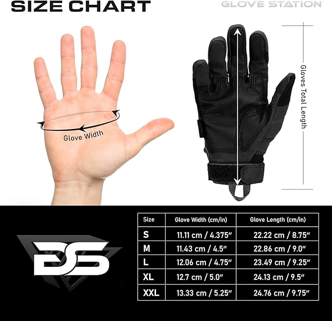 Glove Station Tactical Gloves for Men – Touchscreen Utility Gear with Hard Knuckle Protection Used in Motorcycle, Airsoft, Combat, Police, Shooting & Outdoor Work
