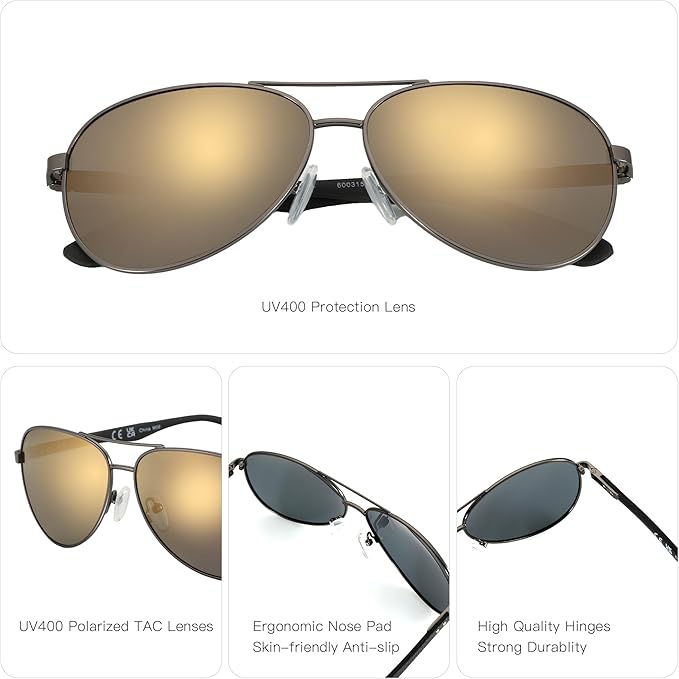 ZENOTTIC Polarized Aviator Sunglasses for Men Carbon Fiber Temple Pilot Sun Glasses with Mirrored Lens UV Protection