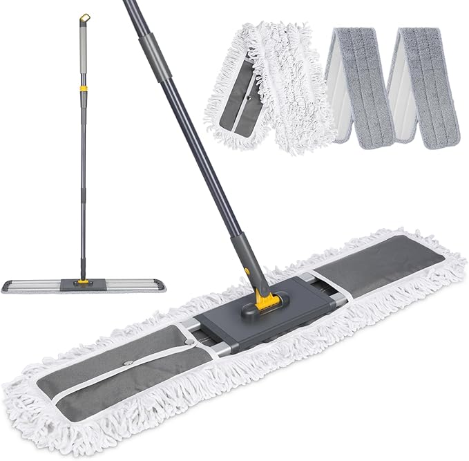 36" Commercial Dust Mops for Floor Cleaning, Masthome Professional Industrial Mop with 3 Pads, Heavy Duty Commercial Mop with 62'' Long Handle,Large Floor Mops for Office Garage Warehouse Factory Mall