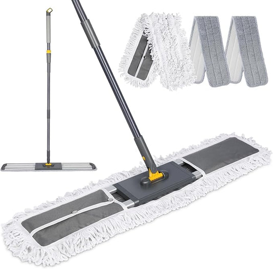 36" Commercial Dust Mops for Floor Cleaning, Masthome Professional Industrial Mop with 3 Pads, Heavy Duty Commercial Mop with 62'' Long Handle,Large Floor Mops for Office Garage Warehouse Factory Mall