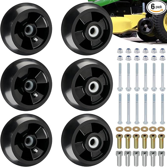 CheeMuii 6 Pack AM125172 Mower Deck Gauge Wheels Kit Lawn Mower Deck Wheels Replace for AM125172 AM124706 210-300 Compatible with John Deere 48", 54", 60", 62“, 72" Deck
