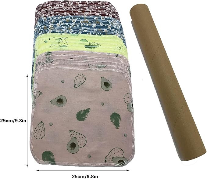 Reusable Paper Towel Rolls 20 Pack,Washable Napkin Cloth Value Set of 4 Colors 20 Pack of Paperless Towel-100% Cotton, Super Soft, Absorbent Made to Last (Avocado)