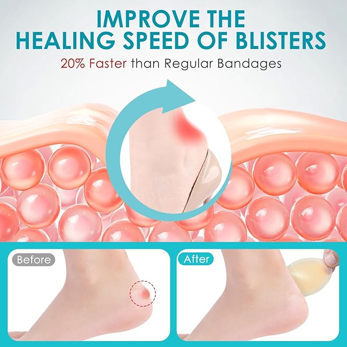 50ct Blister Bandages for Feet Hydrocolloid Bandages Waterproof Blister Cushion for Feet Toes Heels Blister Pads for Prevention Variety Pack