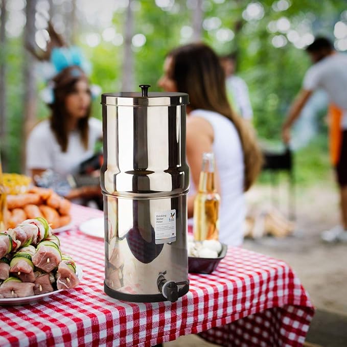 British Berkefeld 2.24 Gallon Gravity-Fed Water Filter System- Stainless Steel with 2x ATC Super Sterasyl Candle Filters
