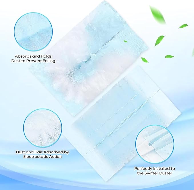 22 Count Duster Refill Compatible with Swiffer Handles, Unscented Disposable Dusters Refills with 2 Detachable Handles, Heavy Duty Duster Refills for Cleaning, Furniture, Blinds, Lamps