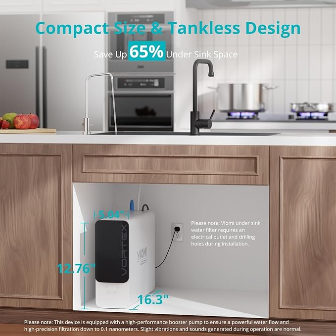 VIOMI® PFAS Reduction Reverse Osmosis System, NSF/ANSI 372&53&42 Certified, 9 Stage & 48 Months Filter, Tankless RO Water Filtration System Under Sink, 800G, Smart LED Reminder, Incl. 1 Extra Filter