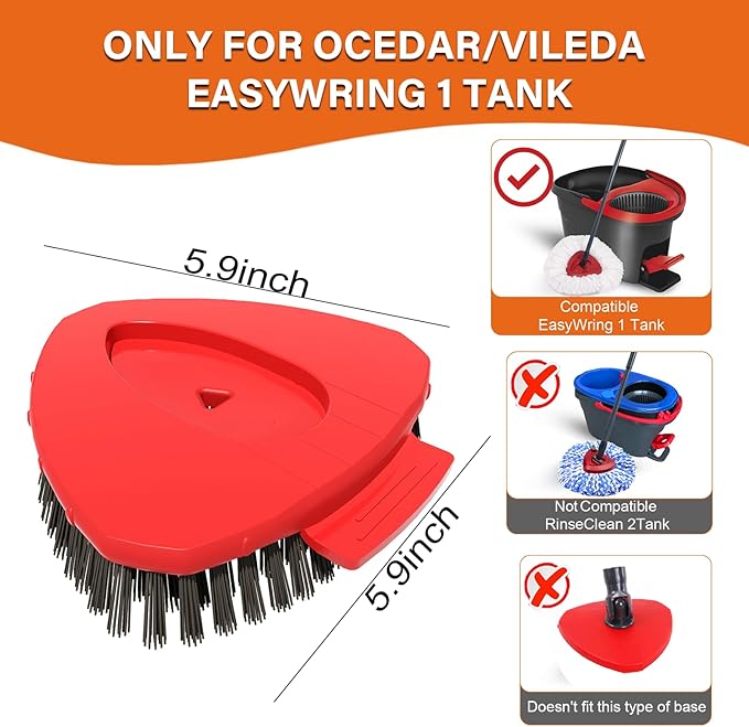 Upgraded Spin Mop Replace Scrub Brush Compatible with O Cedar EasyWring 1 Tank, Mop Replacement Scrubber Head Brush for Kitchen, Deck, Bathroom and Shower Floor Cleaning