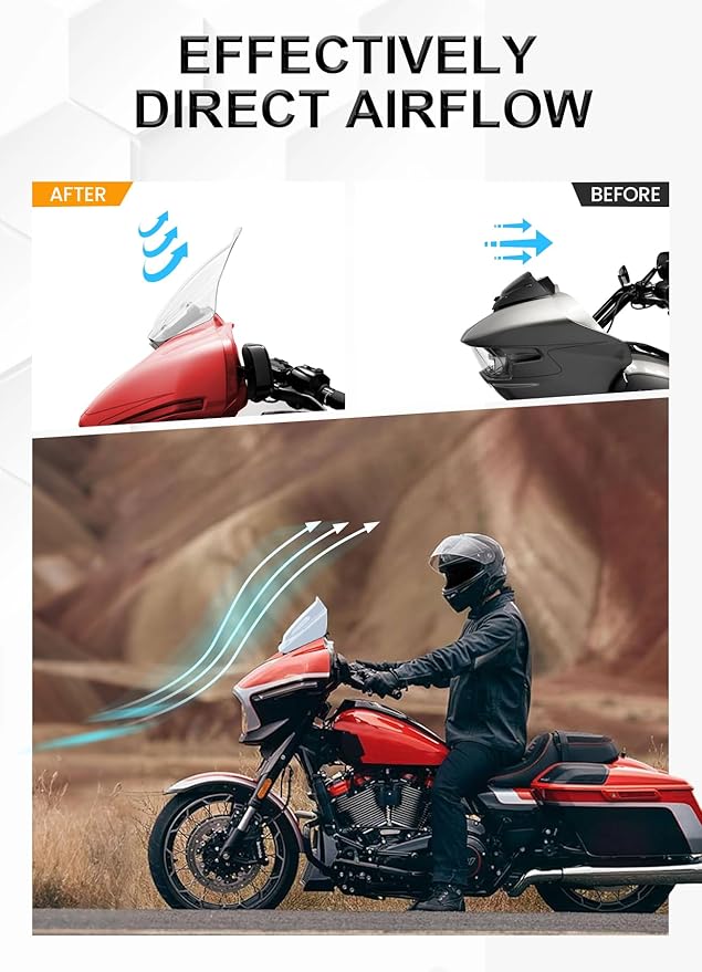 10" Wave Windshield Windscreen Wind Splitter Compatible with Harley Davidson Touring CVO Street Glide FLHXSE 2023-up,Street Glide FLHX 2024-up & FLXHU 2025-up (Clear)
