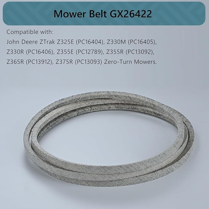 0.5x146 Mower Belt GX26422 for John Deere Z325E, Z330R, Z355R, Z375R, Z330M, Z355E, Z365R ZTrak Zero Turn Mowers, Durable Kevlar Lawn Mower Drive Belt GX26422