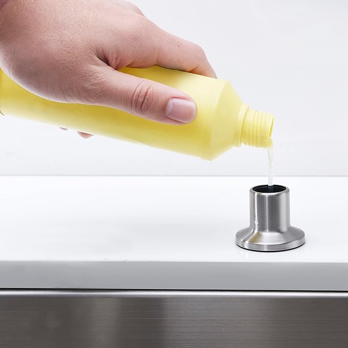 Stainless Steel Soap Dispenser - 17 OZ Kitchen Sink Pump with Built-in Hand Soap, Durable Zinc Alloy Nozzle, Elegant Brushed Nickel Finish