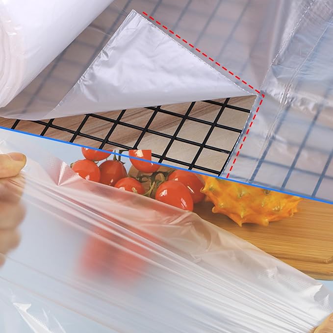 Plastic Bags for Food,12"x16" Clear Plastic Produce Bags on a Roll,Clear Storage Bags for Vegetable,Fruit and Meat,Used as Garbage Bags,Storage Bags and Pet Garbage Bags, 350 Bags per Roll - 2 Roll