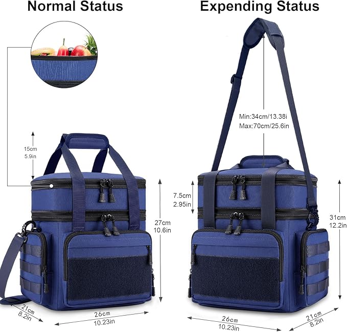 Large Lunch Box Bag for Men - Tactical Insulated Lunch Bag Adult - Thermal Lunchbox Leakproof Waterproof Cooler Bag for Work Office Camping Travel