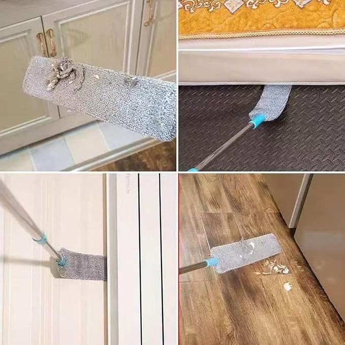 Under Fridge Cleaning Tool - Long Handle Flexible Dust Brush | Washable Microfiber Head, Extendable Reach Cleaning Wand, Narrow Space Debris Removal Implement | Hard to Reach Area Home Maintenance