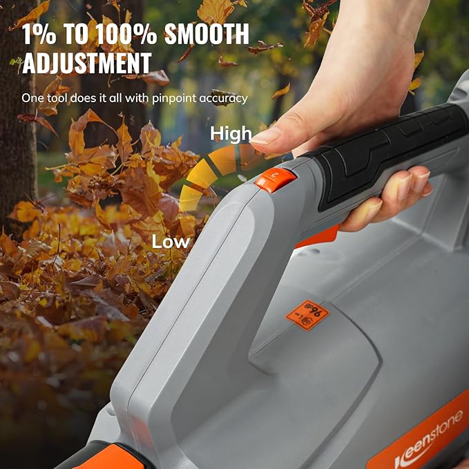 Keenstone Leaf Blower, 20V Cordless Leaf Blower Max 450-CFM 105-MPH with 4.0Ah Battery and Fast Charger, Stepless Speed Control, Lightweight Electric Leaf Blower for Patio, Lawn, Yard Cleaning