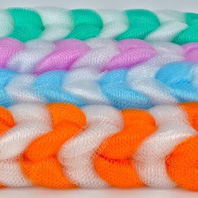 Exfoliating Loofah Back Scrubber for Shower,Wonderful Colors(4- Counts)
