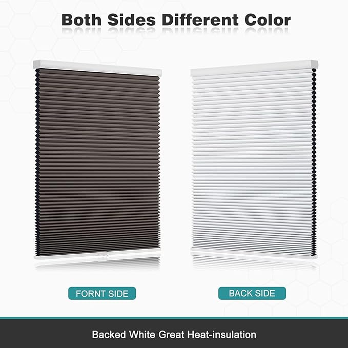 Changshade Cordless Cellular Shades, Blackout Honeycomb Shades for Windows, Pull Down Pleated Blinds, Easy to Install for Indoor Windows and French Doors,44" W x 72" H, Taupe