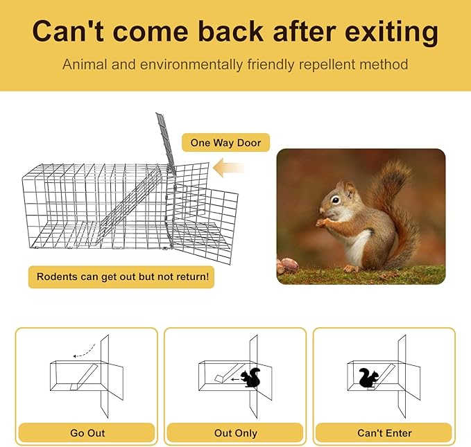 Animal Excluder Cage - 6.3x6.3 Heavy Duty Copper Mesh for Squirrels, Raccoons & Bats | One-Way Humane Pest Control | Attic/Chimney Install Kit Included