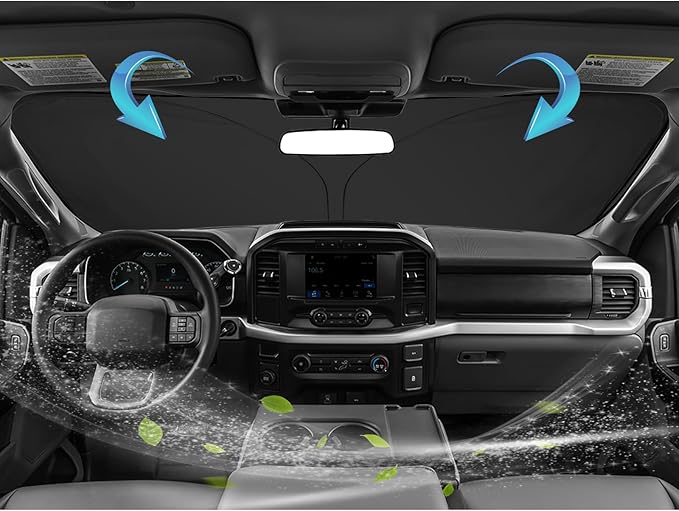SKTU 2021-2026 F150 Front Windshield Sunshade for 2021-2025 2026 Ford F-150 Sun Visor Blocks UV Rays and Sun Heat Protection Foldable Heat Shield Reflector Cover Keeps Your Vehicle Cool