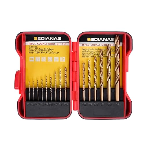 Cobalt Drill Bit Set - 15Pcs M35 HSS Twist Drill Bits, Straight Shank, Metal Drills bit Set for Hardened Metal, Stainless Steel, Cast Iron, Wood and Plastic with Index Storage Case, 1/16"-3/8"