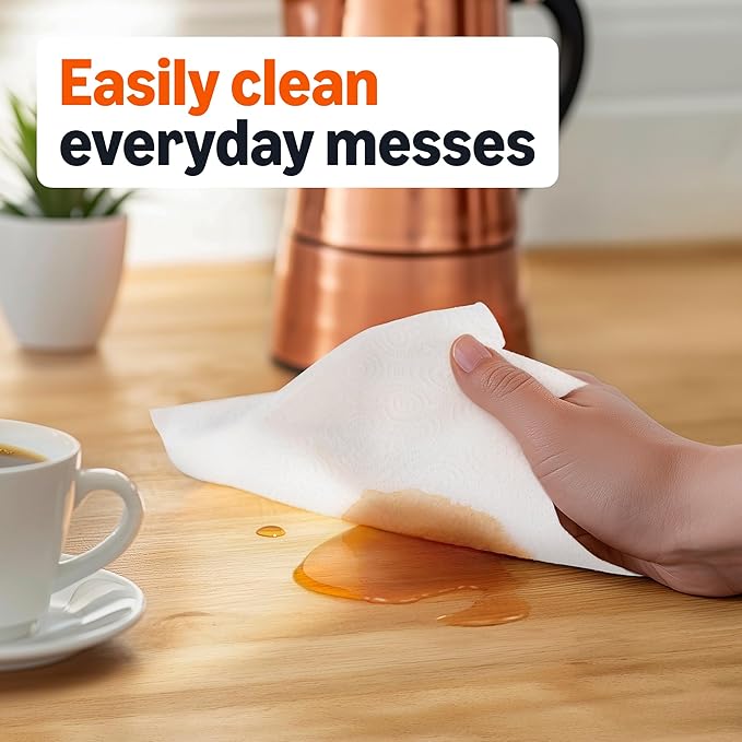 Amazon Basics 2-Ply Flex-Sheets Paper Towels, 6 Basics Rolls = 20 Regular Rolls, Everyday Value with 150 Sheets per Roll, Packaging May Vary