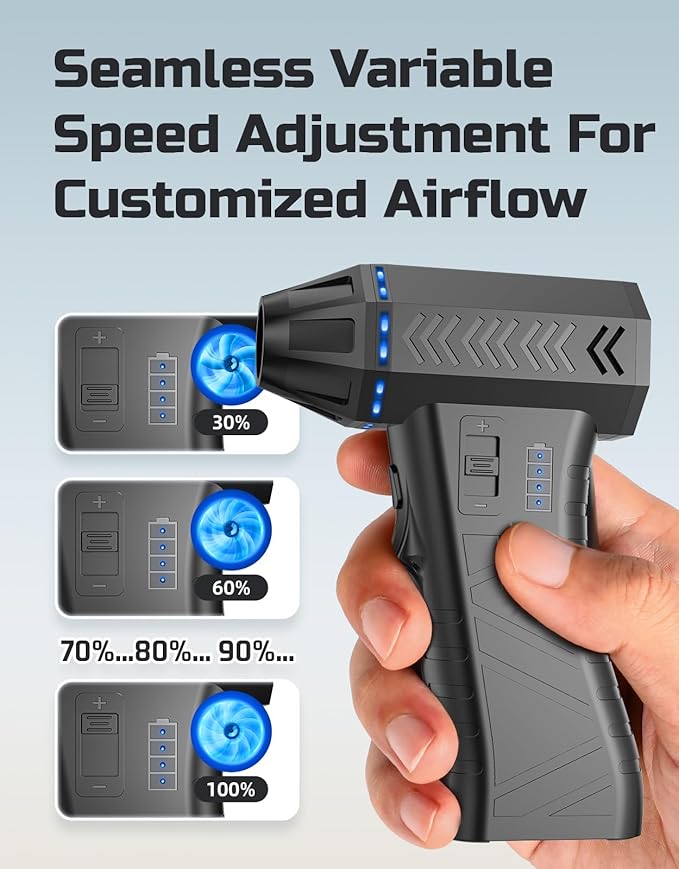 Compressed Air Duster - 300000RPM Super Power Electric Air Duster Variable Speed Compressed Air, 8000mAh Battery Fast Charging Canned Air, Mini Cordless Air Blower for Home/Keybaord/PC/Computer/Car