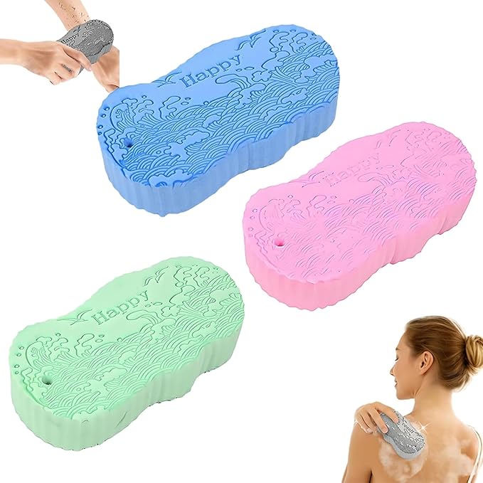 Magic Exfoliating Bath Sponge, 2026 Upgraded 3D Super Soft Exfoliating Bath Sponge Magic Exfoliating Body Scrubber, Shower Brushes for Adults Women and Men (A-3PCS)