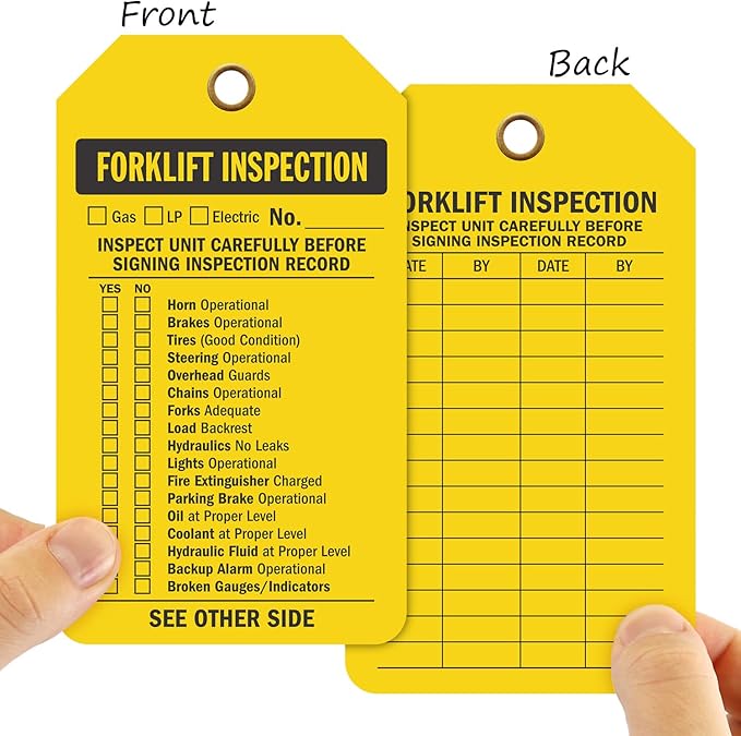 SmartSign 2 Sided Forklift Inspection Tag | 3.375" x 5.875" Plastic, Pack of 100, Made in USA