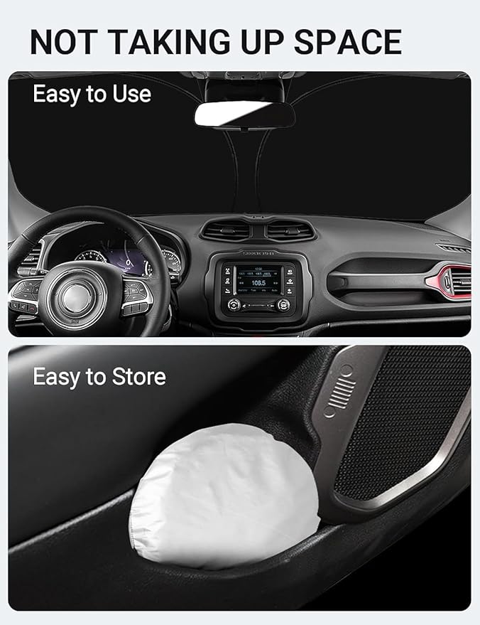 Proadsy Windshield Sun Shade for Jeep Renegade 2015-2024 2025 4-Layer Foldable Front Sunshade Protector Sun Visor Blocks UV Rays Keep Car Cooler