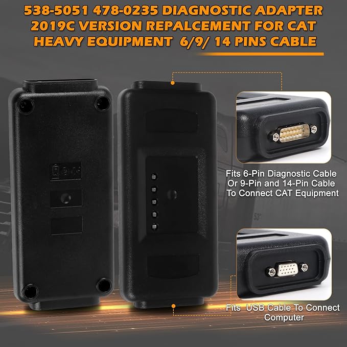 ET-4 Diagnostic Adapter Tool 538-5051 478-0235 2019C Version & 2021 Version for CAT Heavy Equipment(6&9&14 Pins Cable) ET4 Communication Diagnostic Tool
