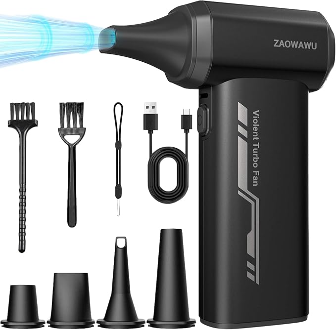 Compressed Air Duster - 150000RPM Ultra-Powerful Electric Air Duster with 3-Gear Adjustable Mini Fast Charging Air Blower for Computer Keyboard, Car Cleaning, Home, and Outdoor Use